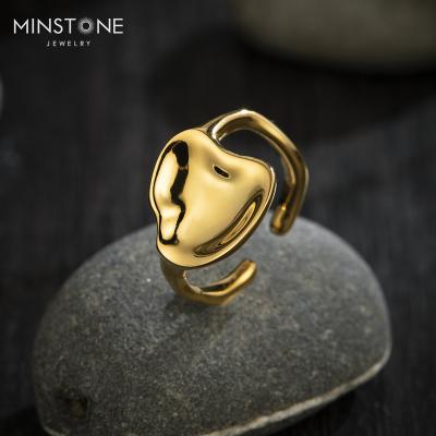 China 2022 TRENDY hypoallergenic gold rings irregular shape new 14K real matte platinum gold for women victorian memorial jewelry jewelry for sale