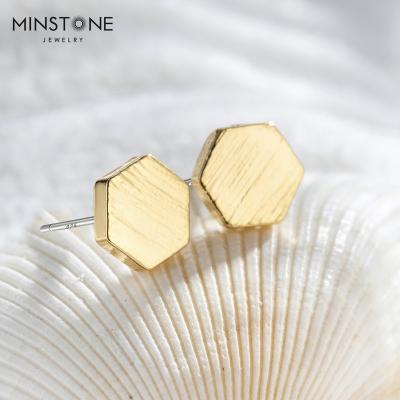 China 2022 New Design TRENDY Brass Geometric 14K Gold Plated Stud Earrings For Kids Teens Girls for sale