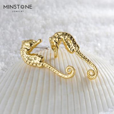 China FASHIONABLE Custom Hippocampus Shape 14K Statement Kids Earrings Hypoallergenic Stud For Teens Gold Filled Earrings High Quality Earring for sale