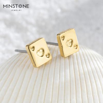 China TRENDY 14K Gold Plated Fashion Heart Inset Children Earrings Stud For Women Girls Kids Memorial Jewelry Gold Plated Jewelry for sale