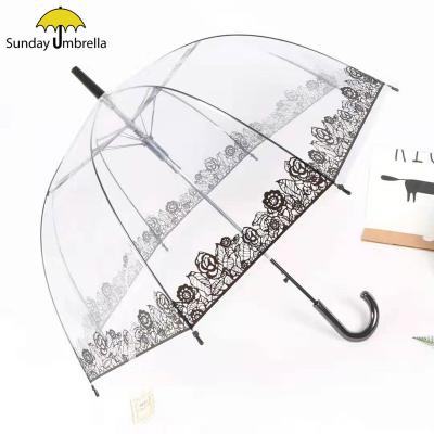 China All in 1 Clear SUNDAY Hook Handle City and Flower Design Umbrella for sale