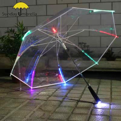 China All in 1 transparent SUNDAY umbrella with LED for sale