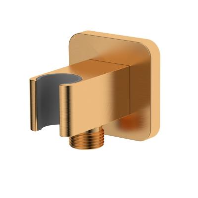 China Contemporary Rose Gold Wall Mounted Shower Outlet Elbow Bracket Brushed Joint With Insert Plastic Shower Hose for sale