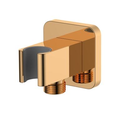 China Contemporary Rose Gold Wall Mounted Shower Wall Outlet Elbow Connector Co-Holder Bathroom Accessory for sale