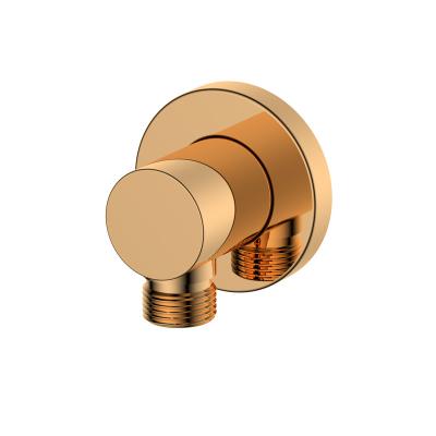 China Contemporary Wall Mounted Fit Rose Gold G1/2 Connector Shower Faucet Outlet Elbow Bathroom Hardware for sale