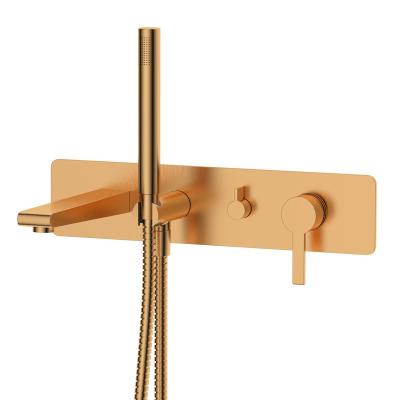 China Without Sliding Bar Swept Rose Gold Concealed System Single Lever Handle Square Shower And Bath Faucet Set Wall Mounted for sale