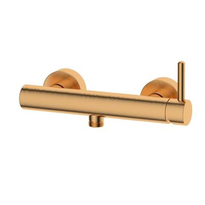 China Sliding Barless Shower Room Hot And Cold Water Wall Mounted Rose Gold Handle Shower Faucets And Brushed Single Tub Faucet for sale