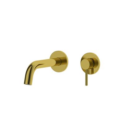 China Single Handle Faucets Wall Mounted Single Handle Basin Mixer Two Holes Tap Wash Basin Brass Professional Spout Maker Round Design for sale