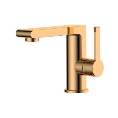 China Rose Gold Bathroom Solution Metered Faucets Square And Round Single Handle Hot And Cold Water Faucet Basin Faucet for sale