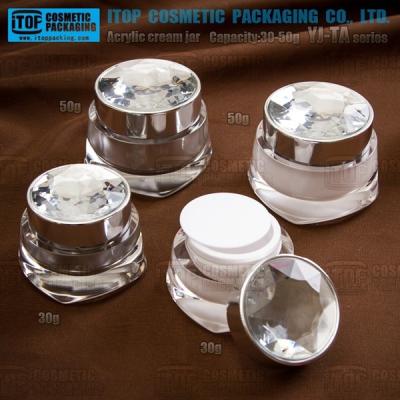 China YJ-TA Series Eye Stable Tower Diamond Shape Stable Acrylic Cream Jar Cosmetic Packaging Jars for sale