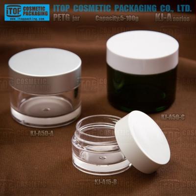 China 5ml-100ml Round 5ml-100ml Clear Plastic Eye Cream Mini Cosmetic Packaging Container KJ-A PETG Body Scrub Make Up Jars for sale