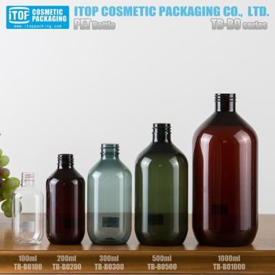 China TB-BO Empty Shampoo Series Pump Dispenser 100ml Boston Bottle 300ml Green Round 500ml Pet Boston Amber Plastic Bottle For Shampoo Lotion for sale