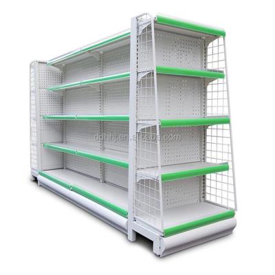 China Single Sided New Design Gondola Shelf Metal Supermarket Double Side Shelf for sale