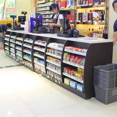 China Fashionable Supermarket Auto Owned Branding Cash Checkout Electric Conveyor Belt Checkout Counter Electric Conveyor Belt Checkout Counter for sale