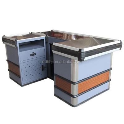 China Wholesale High Cost-Performance Grocery Cashier Supermarket Checkout Table Counter Commercial Used With Display for sale