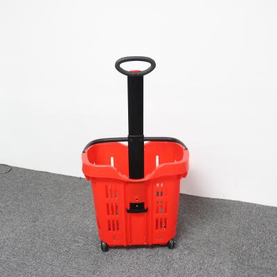 China Hot-selling plastic hand-pulled folding supermarket shopping cart hot selling plastic shopping cart handicapped shopping cart for sale