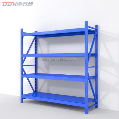 China DDH Manufacturer Industrial Plate Metal Storage Shelf Rack Customizable Double Sided Professional Metal Shelving Shelf For Store for sale