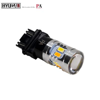 China 3157 Dual Color LED Light Bulb 12 SMD 5630 Amber White Light DRL Daytime Running Turn Signal Light PA 17.85mm*53.4mm for sale