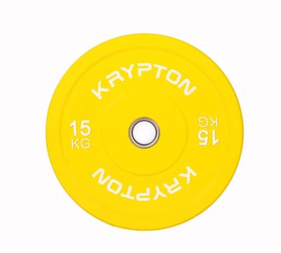 China Weightlifting Plate 15kgs Weight Disc Krypton Crumb Rubber Bumper Plate for sale