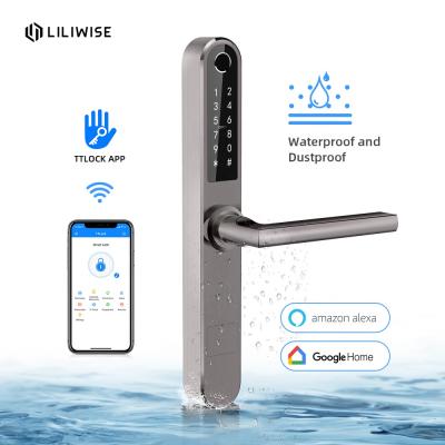 China 304 Stainless Steel Security Wifi Electronic Alarm Digital Fingerprint Electric Smart Door Lock for sale