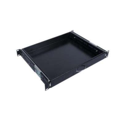 China Thickness 1.2 Black 2U SHELF 19 inch Server Rack Fixed Shelf with Mount Ears Vented Tray for sale