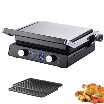 China 2000W Electric Digital Contact Grill Display Adjustable Temperature Control Knob Timer Open 105 180 Degrees Featuring PTFE for sale