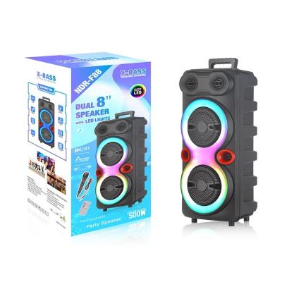 China NDR Blue Tooth Speakers Double 8 Inch Karaoke Speaker DJ Wireless Cheap Wireless Sound System Speaker for sale