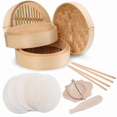 China Steamer Gassteamer Ring Bamboo Made Bambu Bao Food Steamer Bigsteamer Bun Bigsteamer Steamer Steamer Momo Cooker Lid Mat Pan Eco Gas Stocked Set for sale