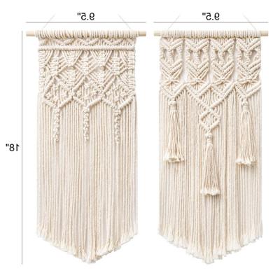 China Macrame Wall Hanging Leaf Bohemian Decorations For Baby Kids Home Dyed Long Shelf Set Cotton Boho Picture Hanger Christmas Chain Pink Wood for sale