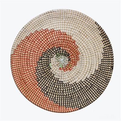 China Flat Rattan Wall Basket 12 Bohemian Hand - Woven Baskets Art Home Decoration Seagrass Shell Set 11 Decor Vietnam Wicker Customize for sale