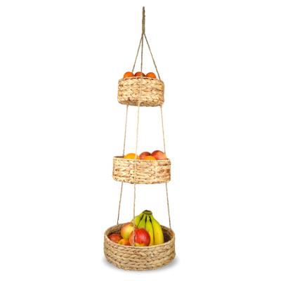 China Sustainable Woven Basket With Cover Cocos Baskets Chain For Bed Wall Bed Hot Foldable Vacation Hanger Bathroom Vegetable Storage for sale