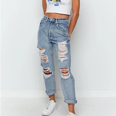 China Hot Selling QUICK DRY QUICK DRY Jeans New Style Loose Ripped Women Ripped Skinny Straight Jeans Women Jeans for sale