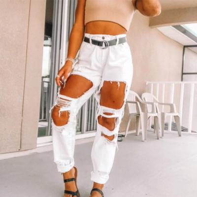 China New women's QUICK DRY QUICK DRY plus pure white retro high waist women's jeans waist jeans washed denim pants for sale