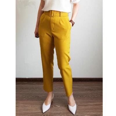 China Anti-wrinkle Anti-wrinkle fashion summer trend belt new dots solid color casual pants for women for sale