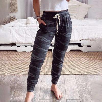 China Anti Pilling Anti Pilling Women Camouflage Two Piece Pants Set Yoga Plus Size Casual Printed Cargo Pants Sports Canvas Pants for sale