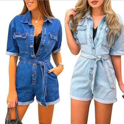 China 2021 anti-pilling women's stylish fashion with button jeans overalls summer solid color shorts casual pants for sale