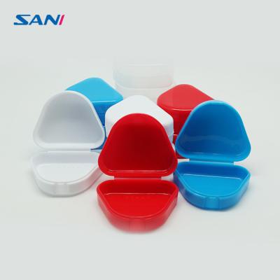 China Red Plastic Mouthguard Container Case 17g Denture Holder Containers for sale