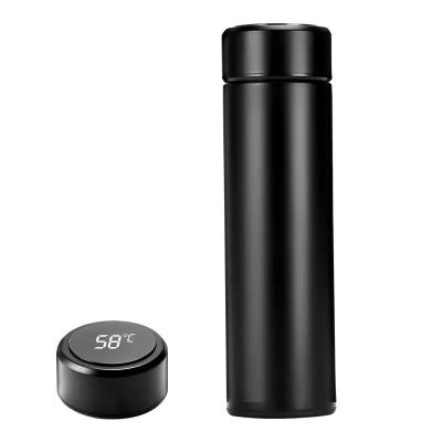 China Custom Stored 500ml Double Wall Insulated Insulated Portable Reusable Led Smart Thermo Bottle 500ml Logo Display Water Bottle Stainless Steel for sale