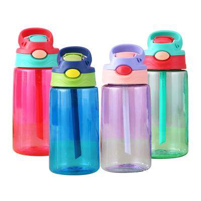 China Stocked Wholesale 500ml Bpa Free Kids Clear Straw Cup School Cute Kids Plastic Water Bottle Portable Drop-Proof for sale