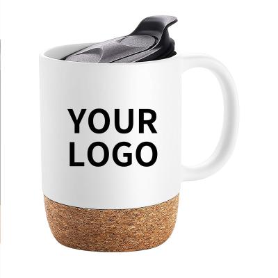 China Best Selling Custom Nordic White Sublimation 15oz Pottery Wooden Ceramic Coffee Mug With Lid for sale