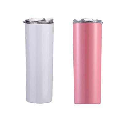 China Contemporary Hot Selling Sublimation White Straight Double Wall 20oz Lean Vacuum Insulated Stainless Steel Tumbler Cups for sale