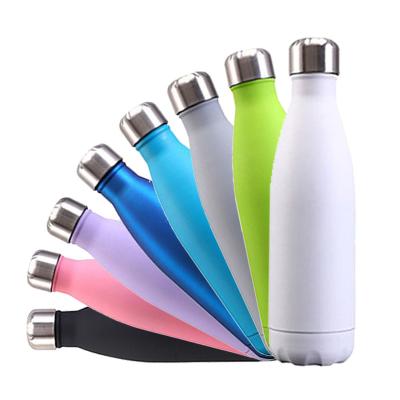 China Custom Stocked Logo Vacuum Insulated Flasks Bottle Double Wall 304 Stainless Steel Cola Shape Sport Colorful Water Bottle for sale