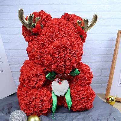 China Decorative Wedding Home Flowers Wholesale Artificial Flower Wedding Gift Soap Flower Rose Bear Teddy Bear for sale