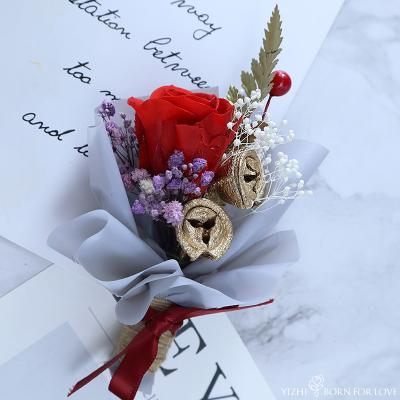 China Beautiful Colorful Handmade Preserved Rose Flower Bouquet With Gift Box 2021 Wholesale Gifts For Mothers Day Birthday for sale