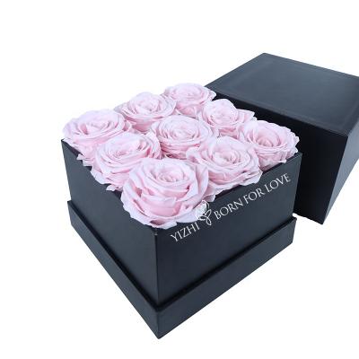 China Beautiful Colorful Custom Square Box Preserved Eternal Roses 5-6Cm Gift Box For Valentine's Day for sale