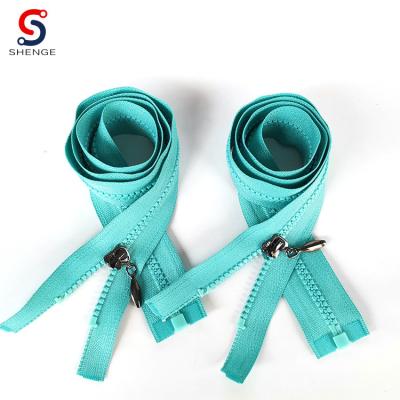 China 75cm Open End Viable Wholesale Colored Atuo Lock Plastic Zipper For Jacket for sale