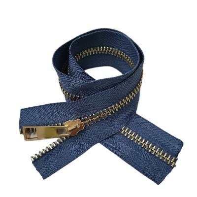 China Viable Factory #5 Wholesale Gold Metal O/E Zipper With Slider for sale