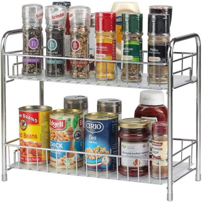 China Sustainable Storage Baskets Iron Kitchen Baskets Household 2 Tier Spice Rack Organizer for sale