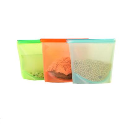 China Sustainable Wholesale High Quality Reusable Square 1l Silicone Food Storage Bag for sale