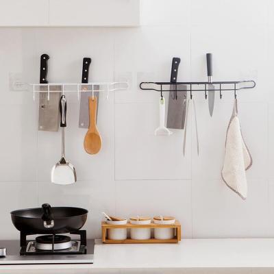 China Sustainable kitchen storage rack rail for hanging knives, pot and pan with 6 hooks for sale